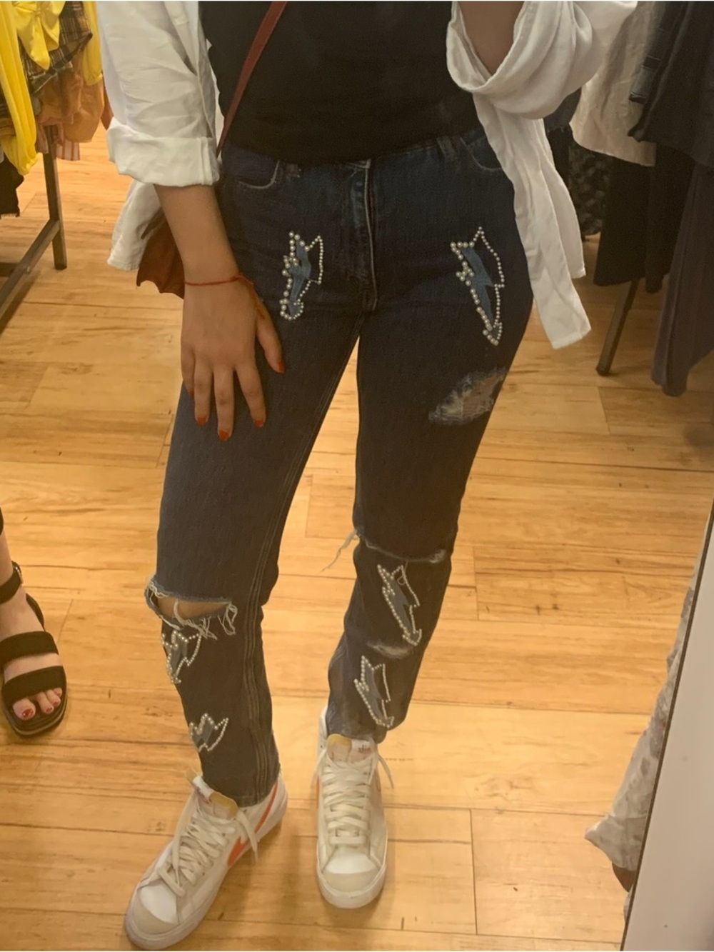 Sandro Rebecca Pearl Lightning Bolt Graphic Jeans